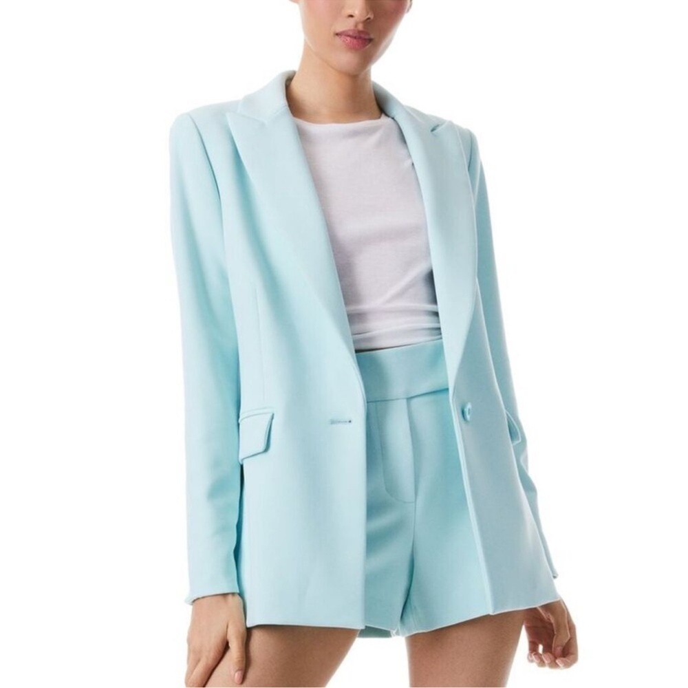 Alice + Olivia Justine Light Blue Rolled Cuff Blazer Size 10